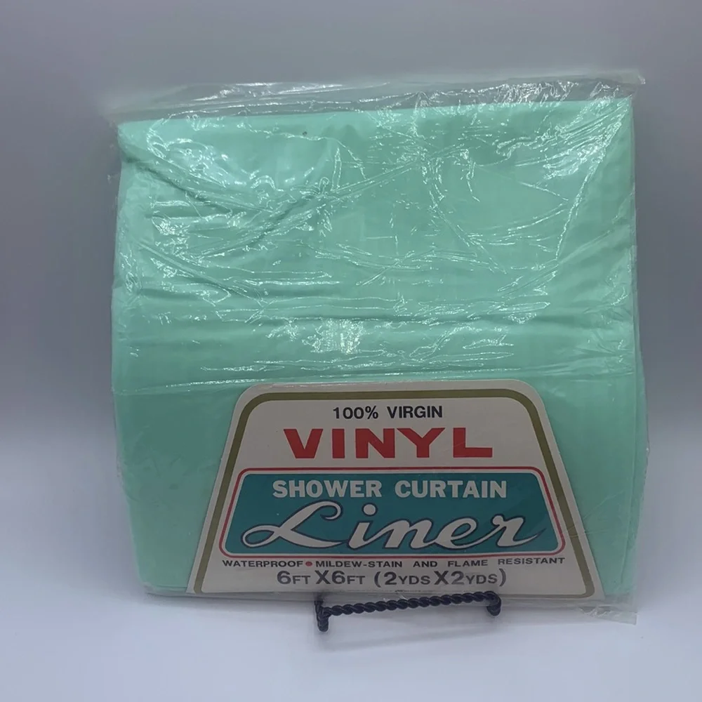 Vintage KMART Turquoise Vinyl Shower Curtain  Liner 6 x 6